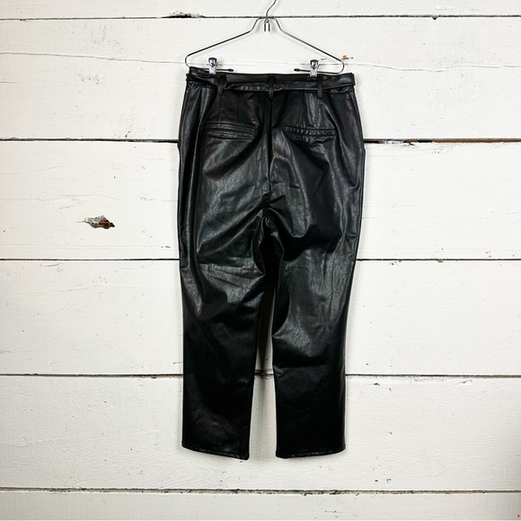 Express Pants - Express black faux leather pants belted size medium